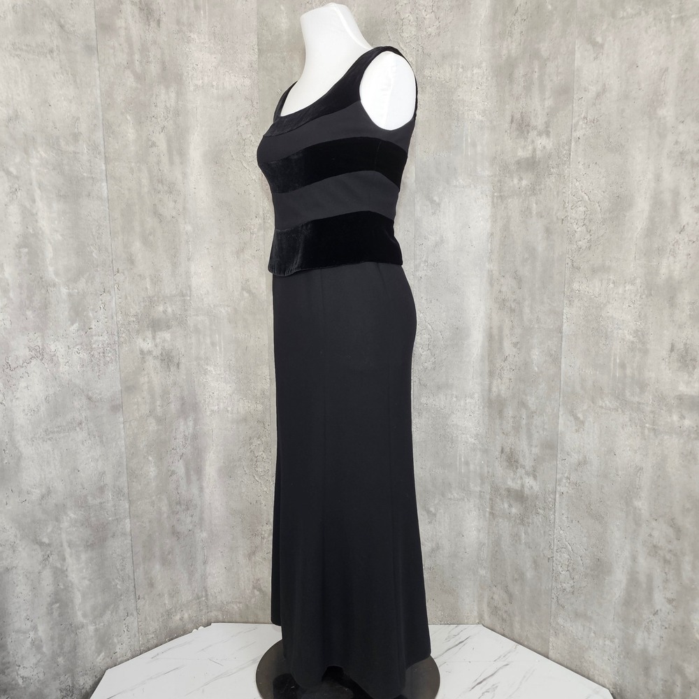 Jones New York Evening Black Velvet Stripe Formal Gown Dress Size 6 Long Elegant - Picture 5 of 9